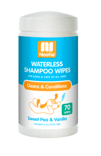 Nootie Sweet Pea & Vanilla Waterless Shampoo Wipes For Dogs & Cats