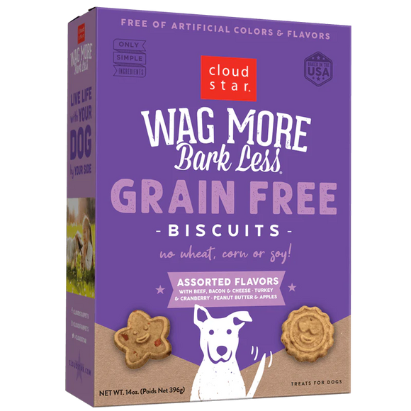 Cloud Star  Wag More Bark Less Crunchy Grain Free Dog Treats, Assorted Flavors