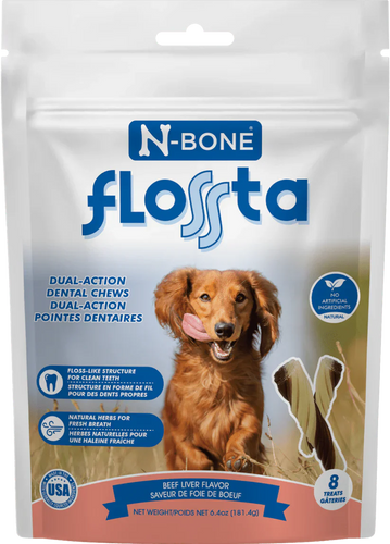 N-Bone Flossta Dual-Action Dental Chews Beef Liver for Dogs