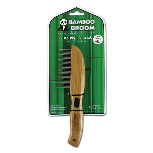 Bamboo Groom Rotating Pin Comb with 31 Rounded Pins