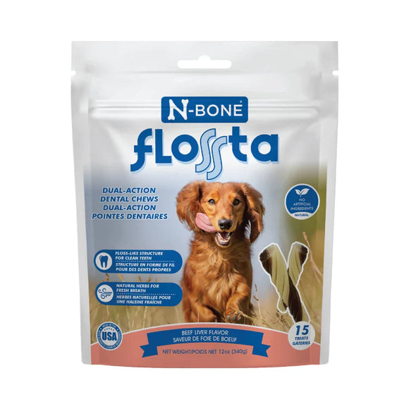 N-Bone Flossta Dual-Action Dental Chews Beef Liver for Dogs