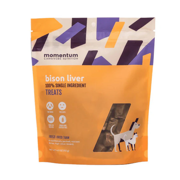 Momentum Freeze-Dried Bison Liver Treats for Dogs & Cats (4 oz)