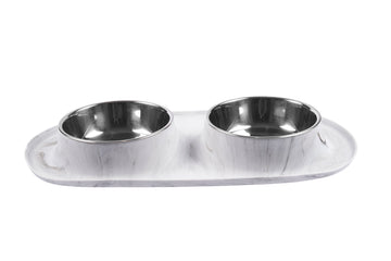 Messy Mutts Double Feeder Marble (Cat)