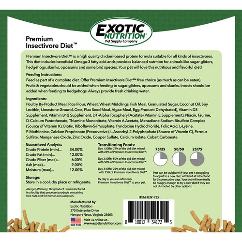 Exotic Nutrition Premium Insectivore Diet Sugar Glider & Hedgehog Food