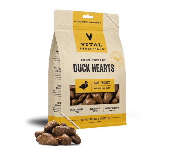 Vital Essentials Freeze-Dried Raw Duck Hearts Dog Treats