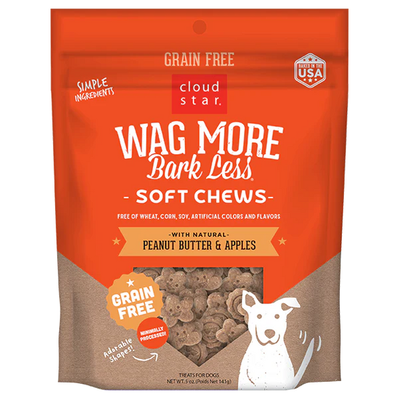 Cloud Star Wag More Bark Less Soft Chews Grain Free Dog Treats Peanut Butter & Apples Dog Treats