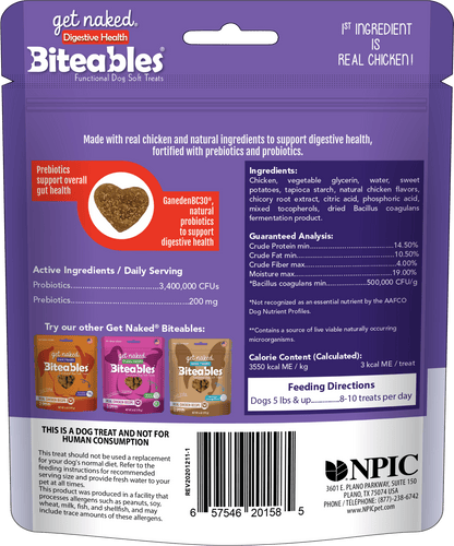 Get Naked® Biteables® Digestive Health Functional Dog Soft Treats Chicken Recipe
