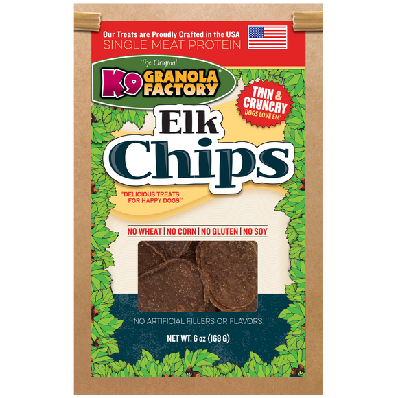 K9 Granola Chip Collection, Single Meat Protein Elk Chips for Dogs
