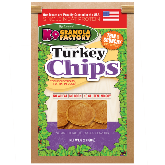 K9 Granola Chip Collection, Single Meat Protein Turkey Chips for Dogs