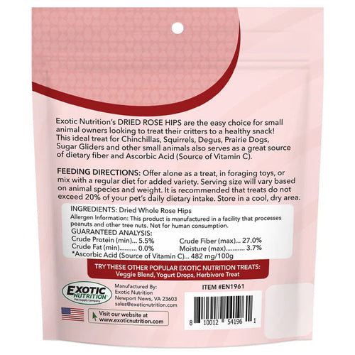 Exotic Nutrition's Critter Selects Dried Rose Hips Treats for Small Animals