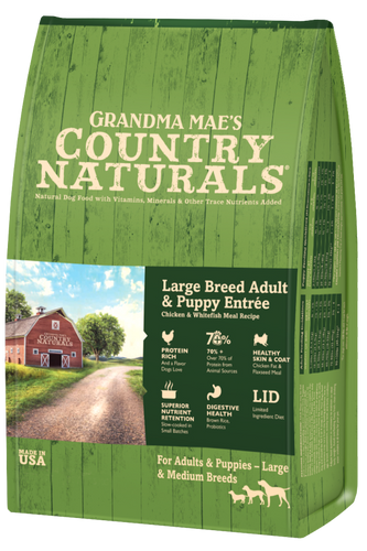 Grandma Mae's Country Naturals Large Breed Adult & Puppy Entrée with Meat & Brown Rice
