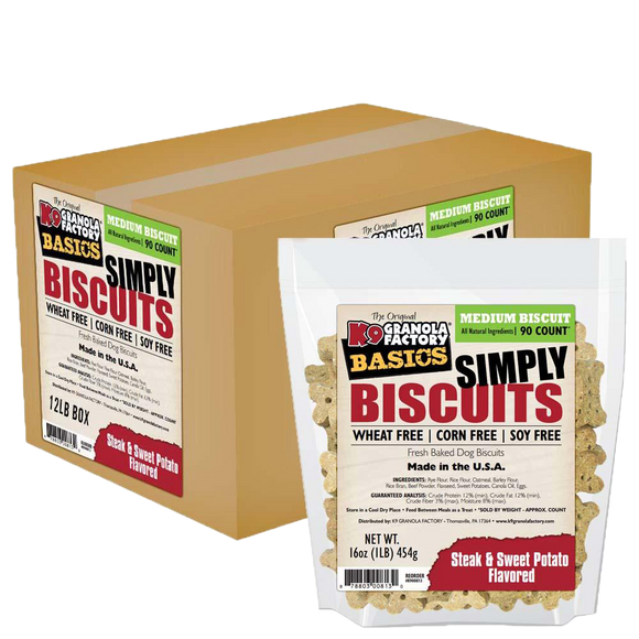 K9 Granola Factory Simply Biscuits, Steak & Sweet Potato Flavored Medium Dog Treats