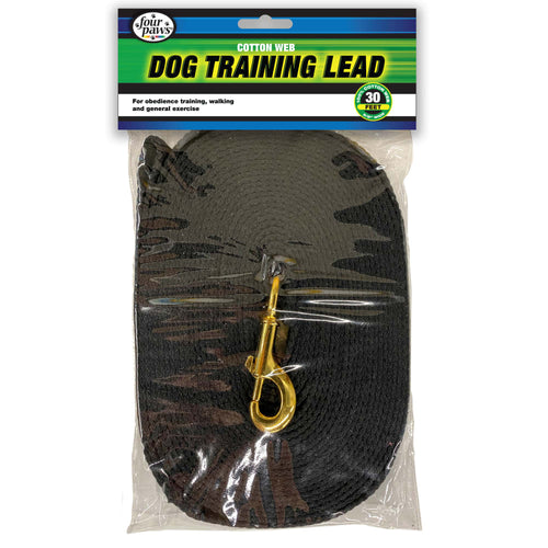Four Paws Black Cotton Web Dog Training Lead