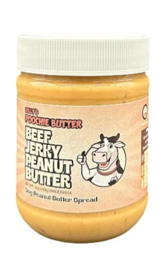 Poochie Butter Chunky Beef Jerky Dog Peanut Butter Jar