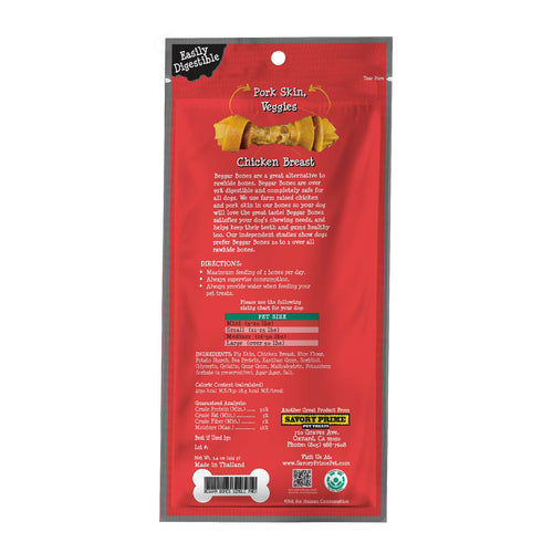 Savory Prime Beggar Bone Pork Skin, Chicken & Veggie Wraps Mini 7 pk